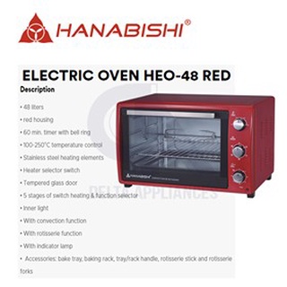 Hanabishi Electric Oven 48L HEO 48RED