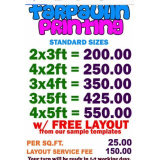 Tarpaulin printing free lay out