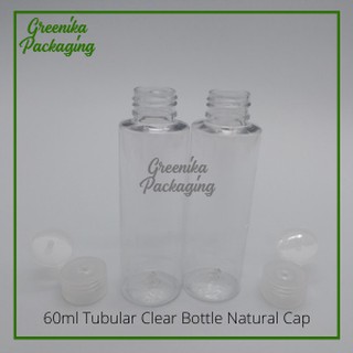 60ml Empty Tubular Clear Reusable Bottle Container with Natural Flip Cap Cover