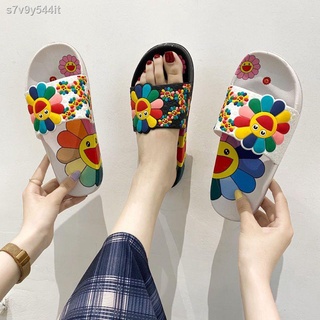 Beach slippers✔﹉Sandals and slippers women s outer wear summer new ins cute sunflower home non-slip