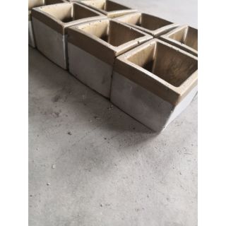 Concrete Planter Cube with Gold Lining