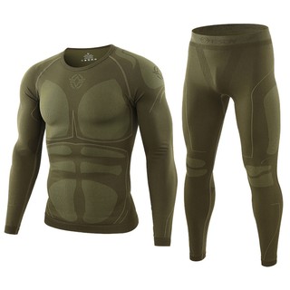 Warm Autumn Winter Long Sleeve Outdoor Thermal Underwear Set Fleece Slim Fit Army Tactical Hiking