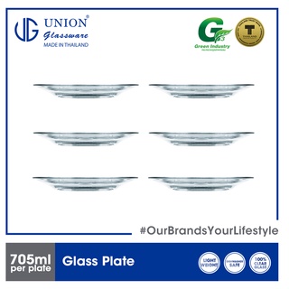 UNION GLASS Clear Glass Plate 705ml | 14.5oz | 9 inches [Set of 6] (1)