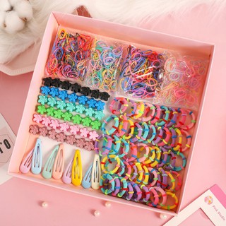 [SKIC] 220-870pcs/set Kids Girls Small Flower Catch Clip BB Clip Hair Rope Rubber Band Hair Accessories
