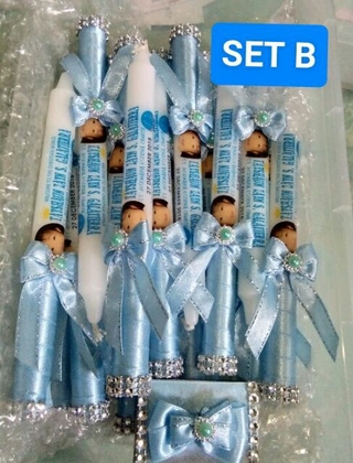 Light Blue Personalized Baptismal candles for your baby boy (3)