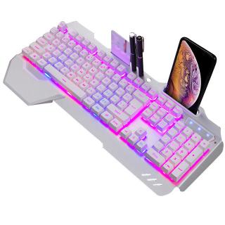 Mechanical Wired Gaming Keyboard With RGB Backlight And Phone Holder, PUBG Gamer Keyboard For Desktop PC