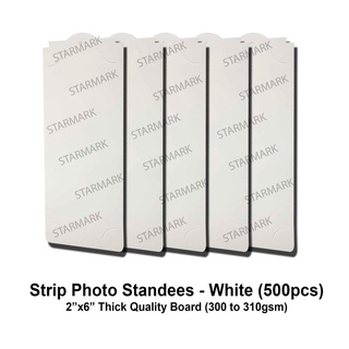 500pcs. STRIP Photo Standee Frame Standees for Photobooth WHITE 2inx6in - Thick Quality Boards (300