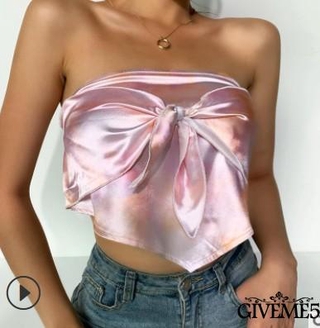 GIVEME-Women´s Open Back Top, Sexy Sleeveless Knotted Backless Tube Top, Casual Crop Top