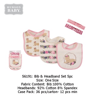 Baby Saliva Towel United StatesHudson baby Children's Pure Cotton Bib Bib plus Hair Band bib
