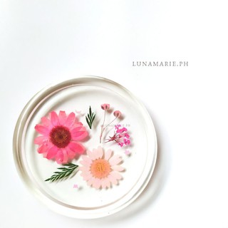 lunamariee.ph — handmade resin coaster made with real pressed flowers (pink)