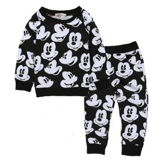 Disney Mickey Mouse Printed Baby Kids Clothing Sets Boys Girls Long Sleeve Shirts + Pants Children Fashion Cartoon Costume