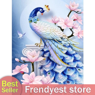Frendyest-Diamond Painting Peacock Flower Full Round Rhinestone Picture Set 30x40cm