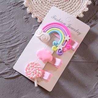 3pcs/set kids Cute Korean Hairpin Rainbow Fairy Lollipop Hairpin Little Girl Duckbill Hair Ornament (8)