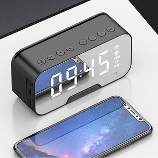 Portable Bluetooth speakersMirror Alarm Clock Ornaments LED Mirror Bluetooth Speaker Desktop