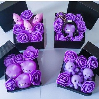 Gift Sets & Packages▦Triple Purple Kitty Cat Set Squishy Anti-Stress Decompression Toys Giftbox