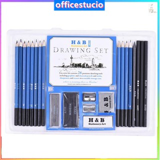 ☞*OFF26pcs Professional Drawing Sketch Pencil Kit Set Including Sketch Pencils Graphite & Charcoal Pencils Sticks Eraser
