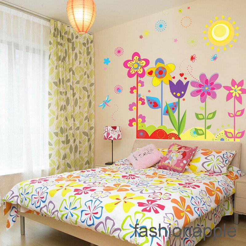FAPH Flower Wall Stickers for Kids Rooms PVC Home Decor