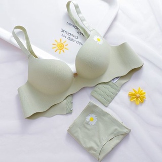 【Underwear Set】One piece seamless bra without steel ring thin student Panties ladies anti-sagging underwear