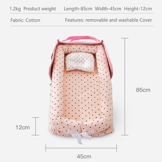 Removable Baby Bed Cotton Baby Nest Portable & Washable Crib with Pillow Simulating Baby crib Bumper Travelling Babies Bed (5)
