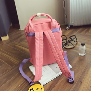 Large Korean Backpack Pastel Canvas Travel Bag School Bag (7)