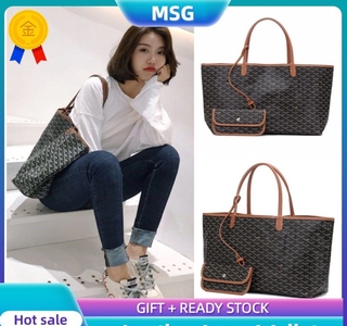 【MSG】Tote Big Capacity Handbags Women Leather Shoulder Bag Set High Quality Mother Shopping Handbag Women 2 IN 1 Warna Khas Logo Y Beg Belanja Beg