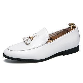 Men Tassel Dress Shoes Patent Leather Formal Flats Comfortable Slip on