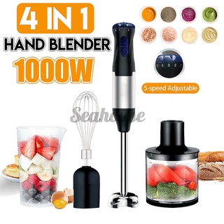 1000W 4 IN 1 Hand Blender Mini Chopper Food Processor Electric Whisk 5 Speeds