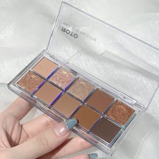 ROTO 10 Color Eyeshadow Palette Super Flash Stage Makeup Matte Waterproof Daily Nude Makeup Earth Color Eye shadow 087