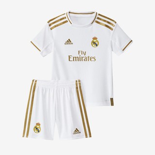 Top Quality Kids 19/20 21/22 Real Madrid Home Jersey Kids Top+Short Football Jersi Soccer Jersey Set