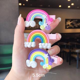 Korean Hair Clip Set Children Girl Rainbow Hairpin Cute Candy Hairclip Colored Cloud Hairpin (5)
