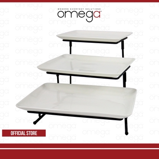 Omega Houseware Shara 3-Tier Rectangular Plate With Collapsible Rack