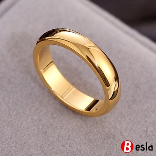 1 Pc Gold Stainless Steel Wedding Ring / Couple Promise Ring / Solo Plain Ring Nontarnish BESLA