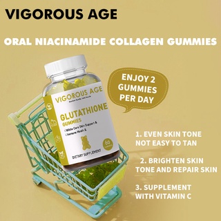 VIGOROUS AGE Collagen Gummies with Niacinamide, Vitamins C & E Skin Whitening Vitamin Gummies