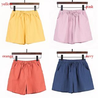 Women Cotton And Linen Shorts Summer New Loose Sports Casual High Waist Plus Size A Word Linen Wide Leg (5)