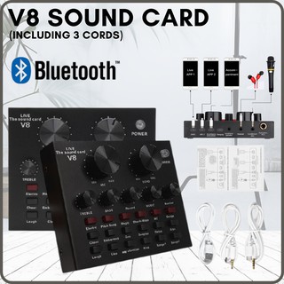 Original V8 Sound Card Audio External Headset Microphone Live Broadcast Sound Card for Phone Compute (1)