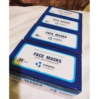 Indoplas 3 Boxes [FDA APPROVED] 3 PLY DISPOSABLE FACE MASK 40 Box