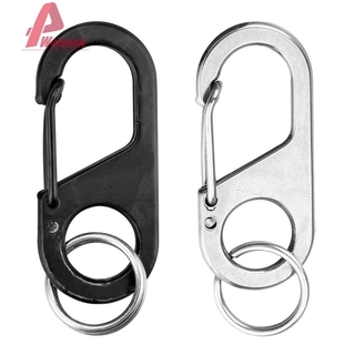 Woღ8 Shape Stainless Steel Carabiner Key Chain Ring Outdoor Climb Hanger Buckle Snap Hook Clip