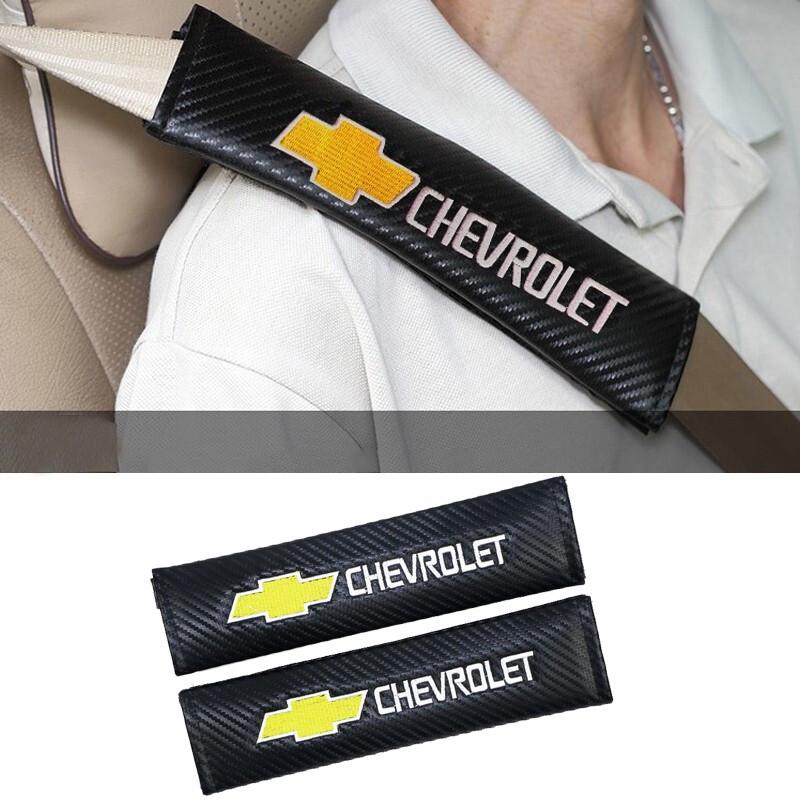 2pcs Carbon Fiber Seat Belt Cover Shoulder Pad For Chevrolet