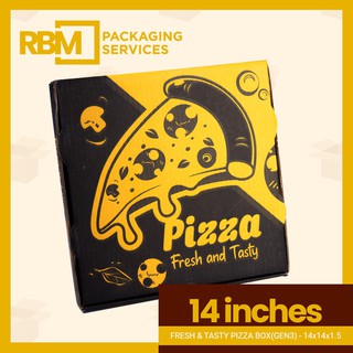 Pizza Box Corrugated - Fresh and Tasty / 14 inches / 50pcs