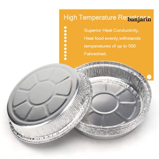 Kendareh 50Pcs Disposable Round Aluminum Foil BBQ Food Tray Container Non-stick Baking Pan (2)