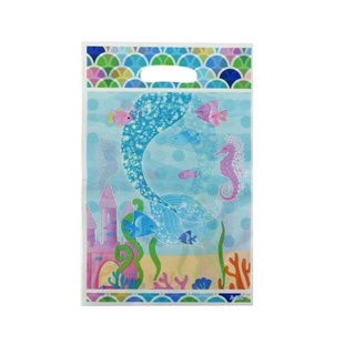 BOX✟☞☼10 Pcs Dreamlike Blue Mermaid tail theme disposable character loot bag gift bag party decorati