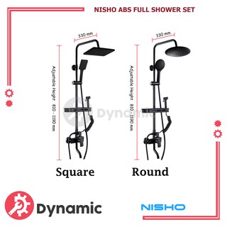 Nisho Stainless Black Rain Shower Set with ABS Head Bathroom Home Rain Fall Shower Full Set
