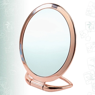1Pc Creative 3X Magnifying Round Desktop Mirror Dresser Table Makeup Mirror Portable Household Mirror(Rose Gold) (9)