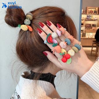 Korean Girl Fruit Elastic Rubber Band Bow Hair Rope Ponytail Knotted Hair Accessories Women Gifts