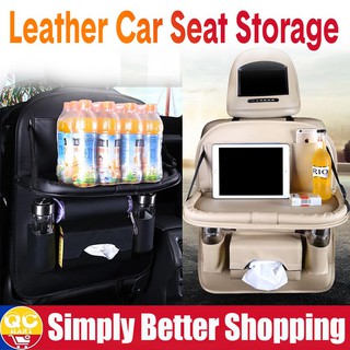Pu Leather Pad Bag Car Seat Back Organizer Foldable Table Tray Travel Storage Bag Foldable Dining