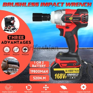 168V 12000mAh 520N.m Cordless Lithium-Ion battery Electric Impact Wrench Cordless Brushless with Rechargeable Battery AC 100-240V (4)