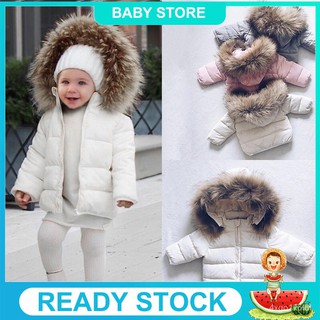 Kids Baby Toddler Boy Girl Warm Faux Fur Hooded Winter Jacket Coat Outerwear 4248