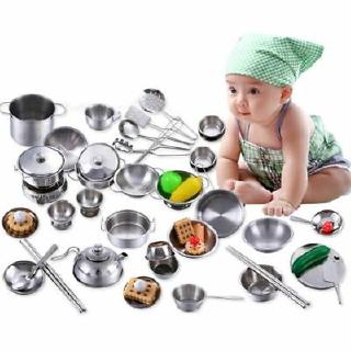 16Pcs/Set Kids Stainless Kitchen Toy Mini Cooking Role Play Simulation Pretend Play Chef Toy
