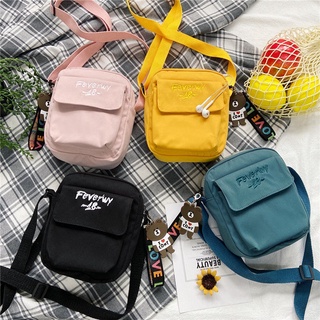 lucky fashion Cute Canvas Bucket Mini Sling Bag with keychain For Women Bags
