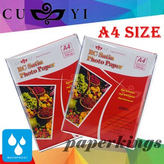 A4 size CUYI RC Satin 260gsm photo paper, High Quality waterproof photo paper